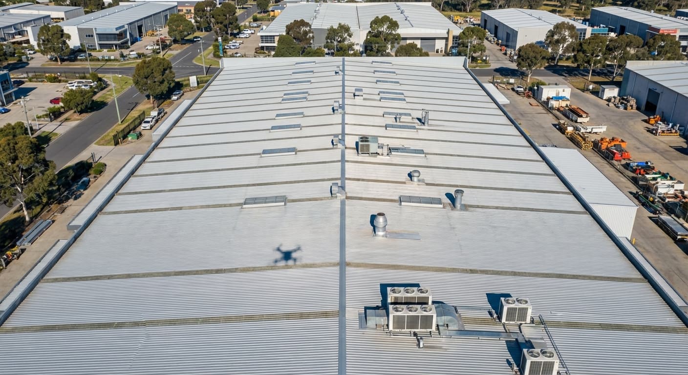 Aerial view of a construction site captured by drone for progress monitoring