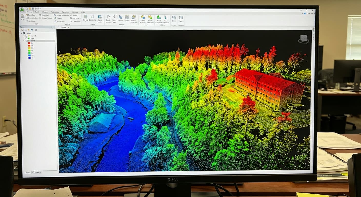 3D point cloud data used for volumetric analysis on a construction project
