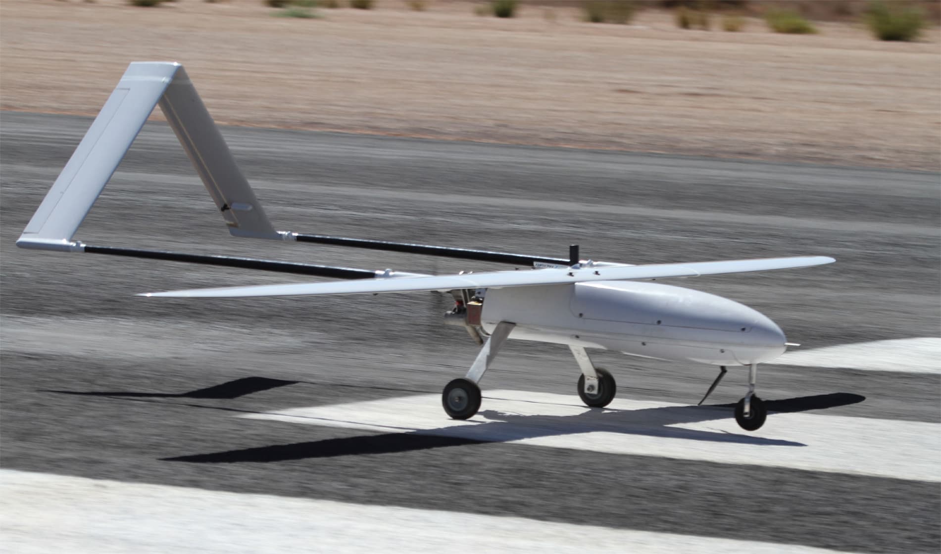 Fixed-wing survey drone on a runway during the Olympic Dam survey project