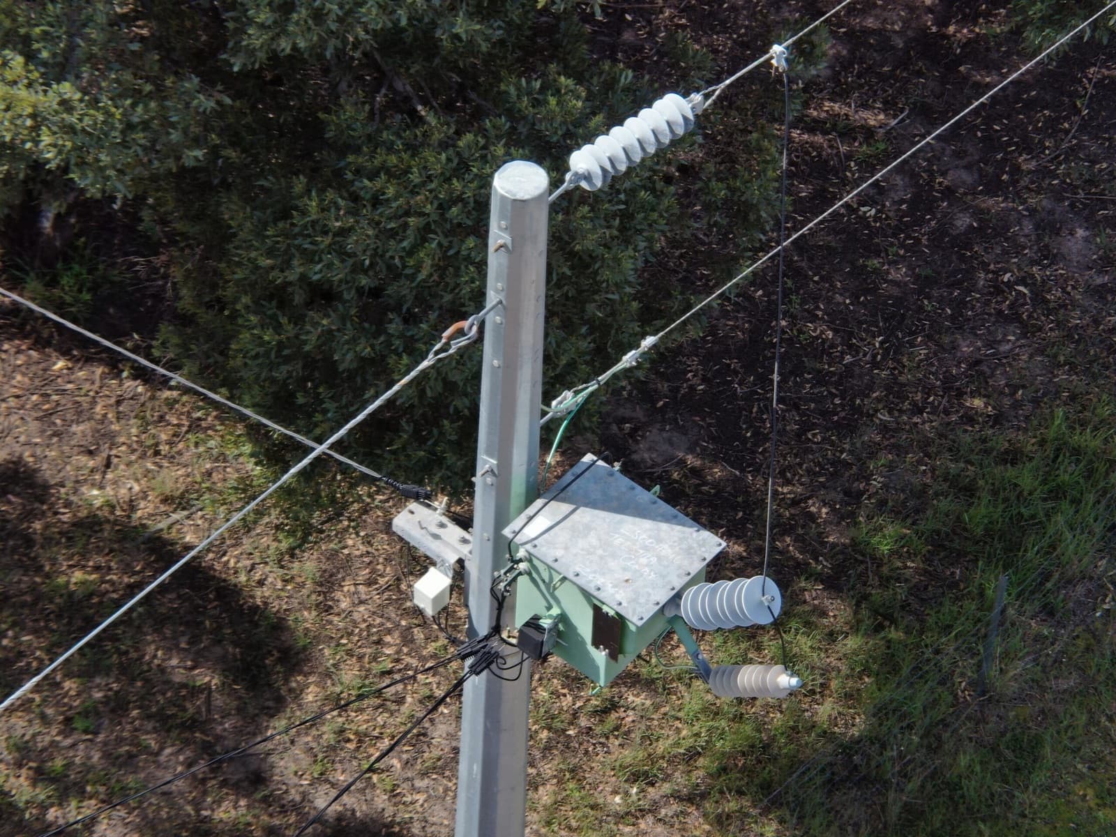 Drone capturing power pole inspection data in Queensland