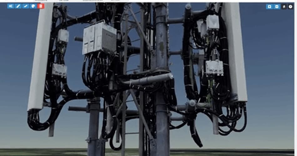 Detailed 3D model of telecommunications tower antennas