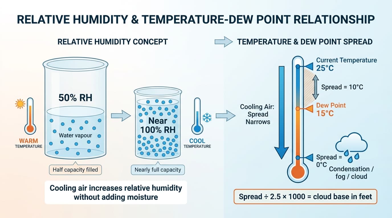 Relative humidity and temperature dew point relationship diagram