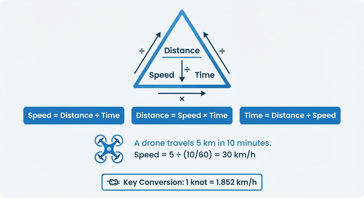 Speed distance and time relationship diagram for drone flight