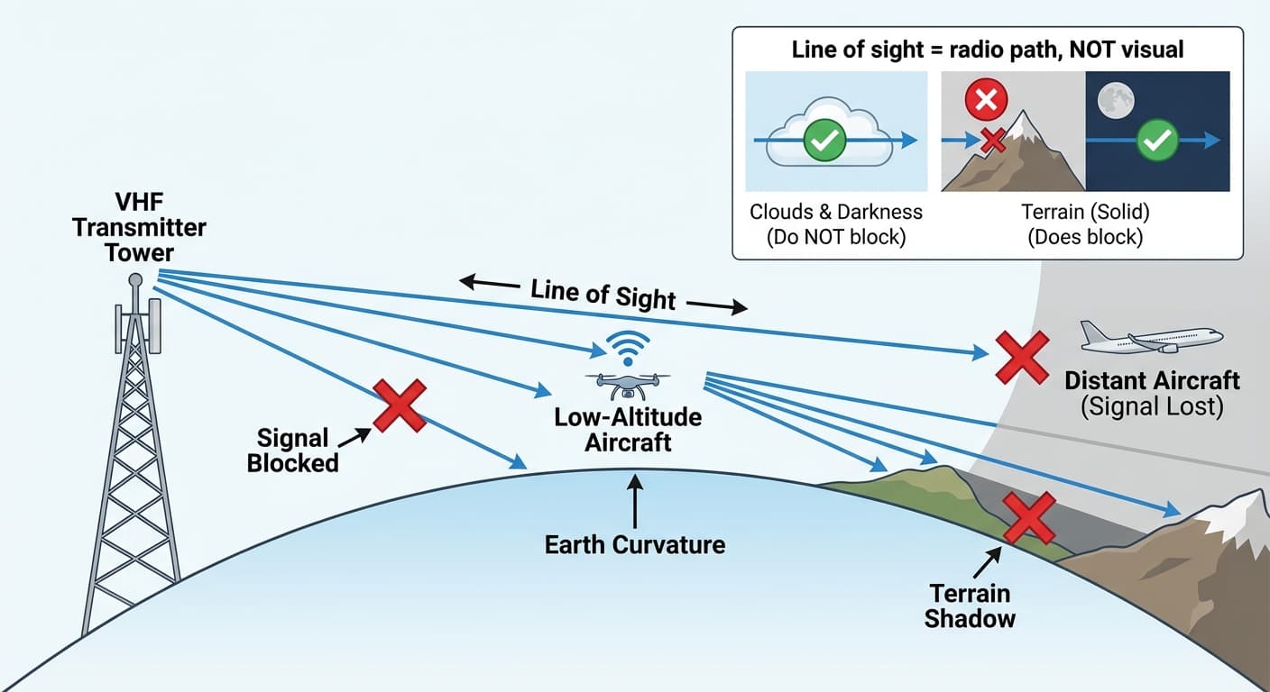 VHF line of sight radio coverage diagram
