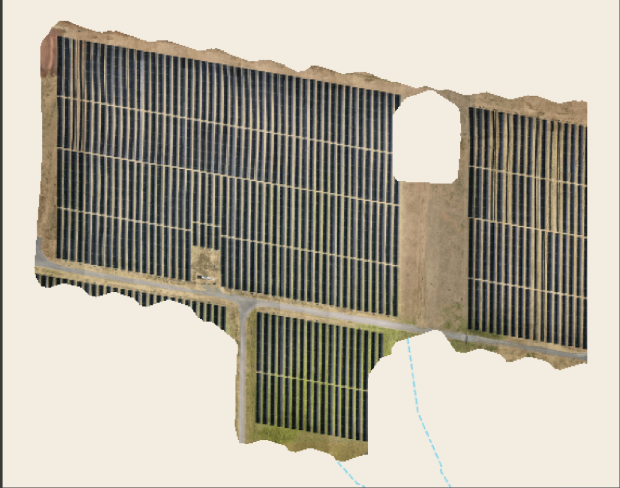 RGB orthomosaic of solar arrays at New England Solar Farm
